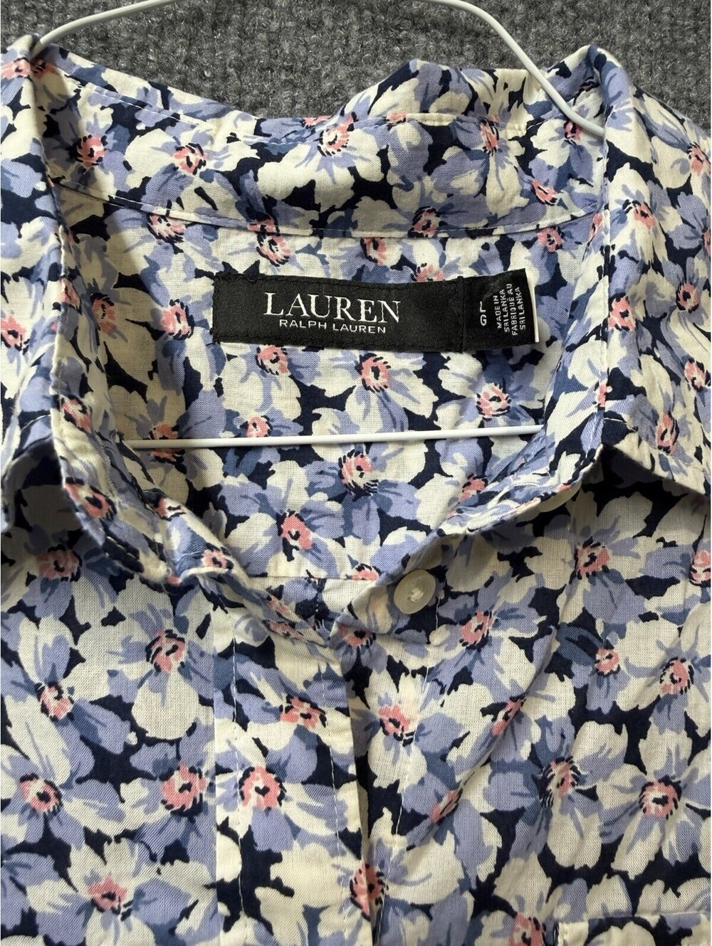 Lauren Ralph Lauren Women’s L Blue Floral Button-Down Blouse 🌸👀